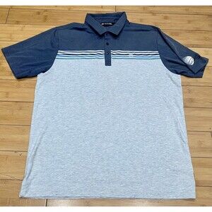 Travis Mathew Golf Polo Shirt Men’s XL Two Tone Gray Blue Strip Hybrid Stretch